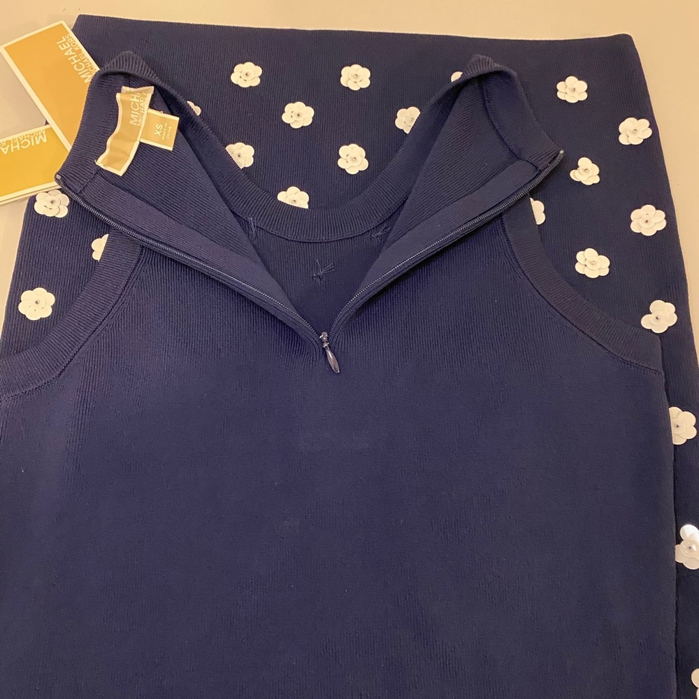 Michael Kors Blue and White Bodycon Dress Women Size XS - Picture 4 of 11